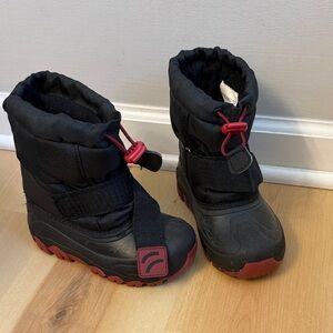Cozy Black and Red Kids Snow Boots